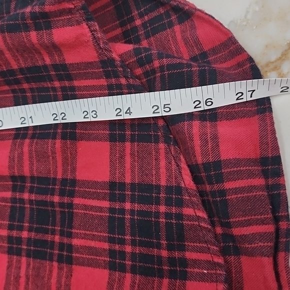Arizona Jeans Mens red & black plaid Flannel Shirt. Large - Picture 5 of 8